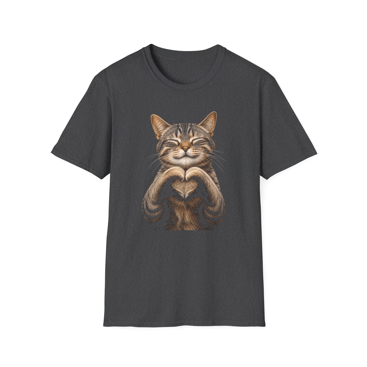 Smiling Tabby Cat Heart Pose T-Shirt
