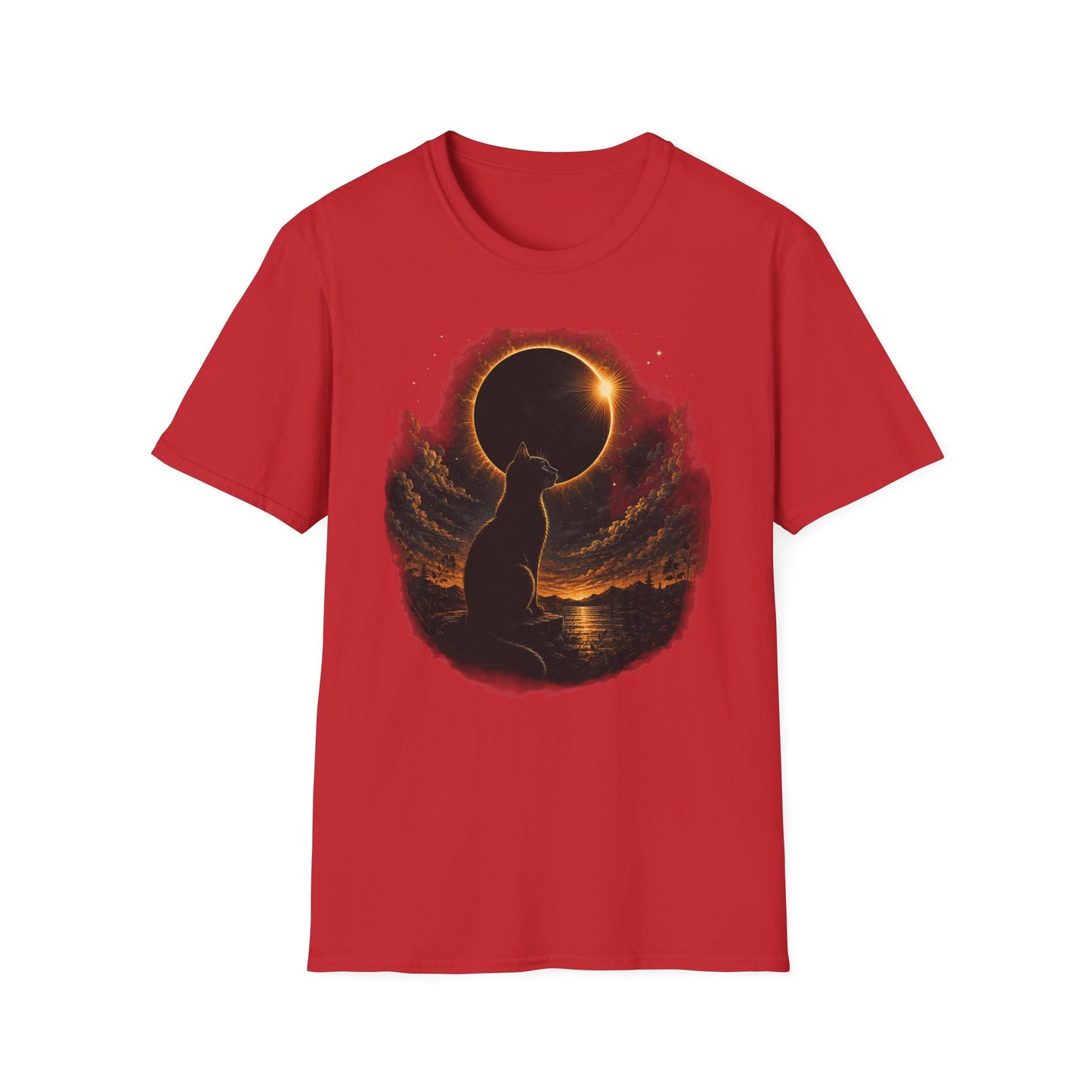 Eclipse Cat T-Shirt — Cosmic Solar Eclipse Cat Silhouette Tee