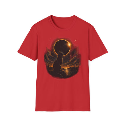Eclipse Cat T-Shirt — Cosmic Solar Eclipse Cat Silhouette Tee