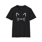 Cat Face Heart Nose T-Shirt — Cute Minimal Graphic Tee for Cat Lovers