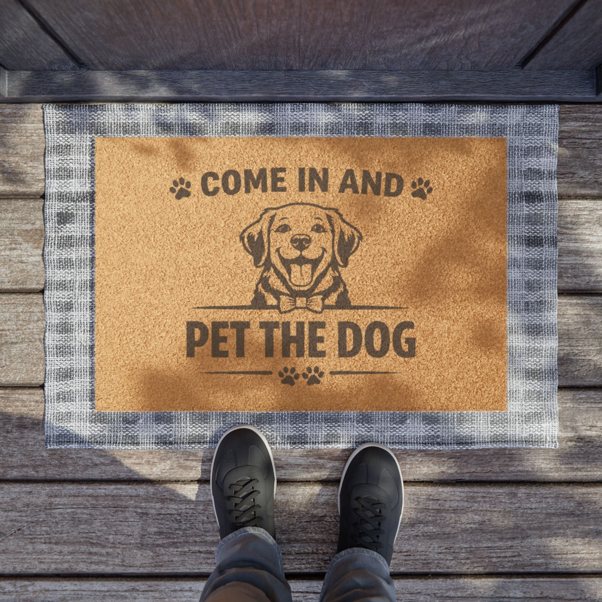 Doormat — "Come In and Pet the Dog" Funny Welcome Mat for Dog Lovers