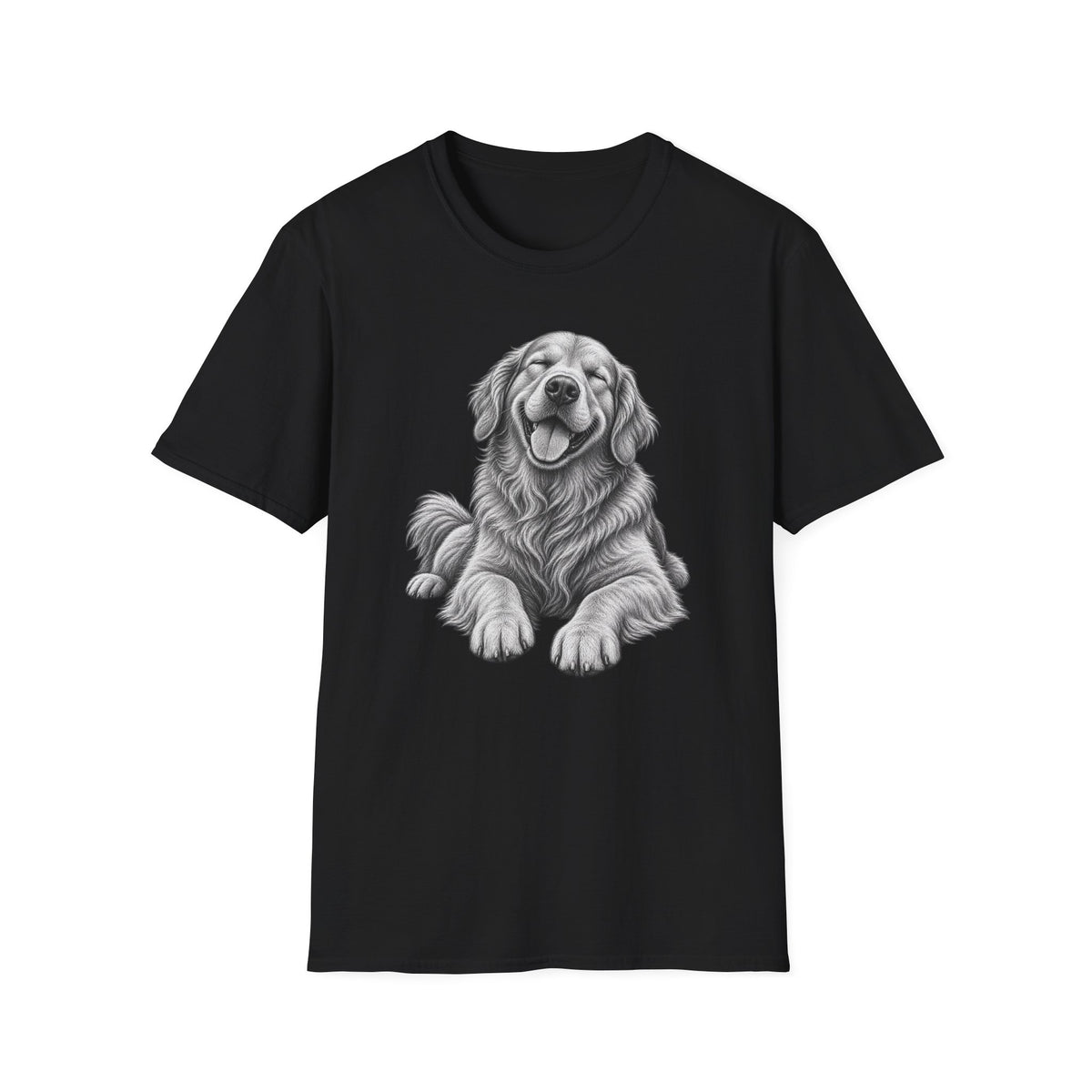 Golden Retriever Portrait T-Shirt — Smiling Dog Graphic Tee for Dog Lovers