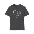 Cat Heart T-Shirt — Minimal Silhouette Cat Lover Tee
