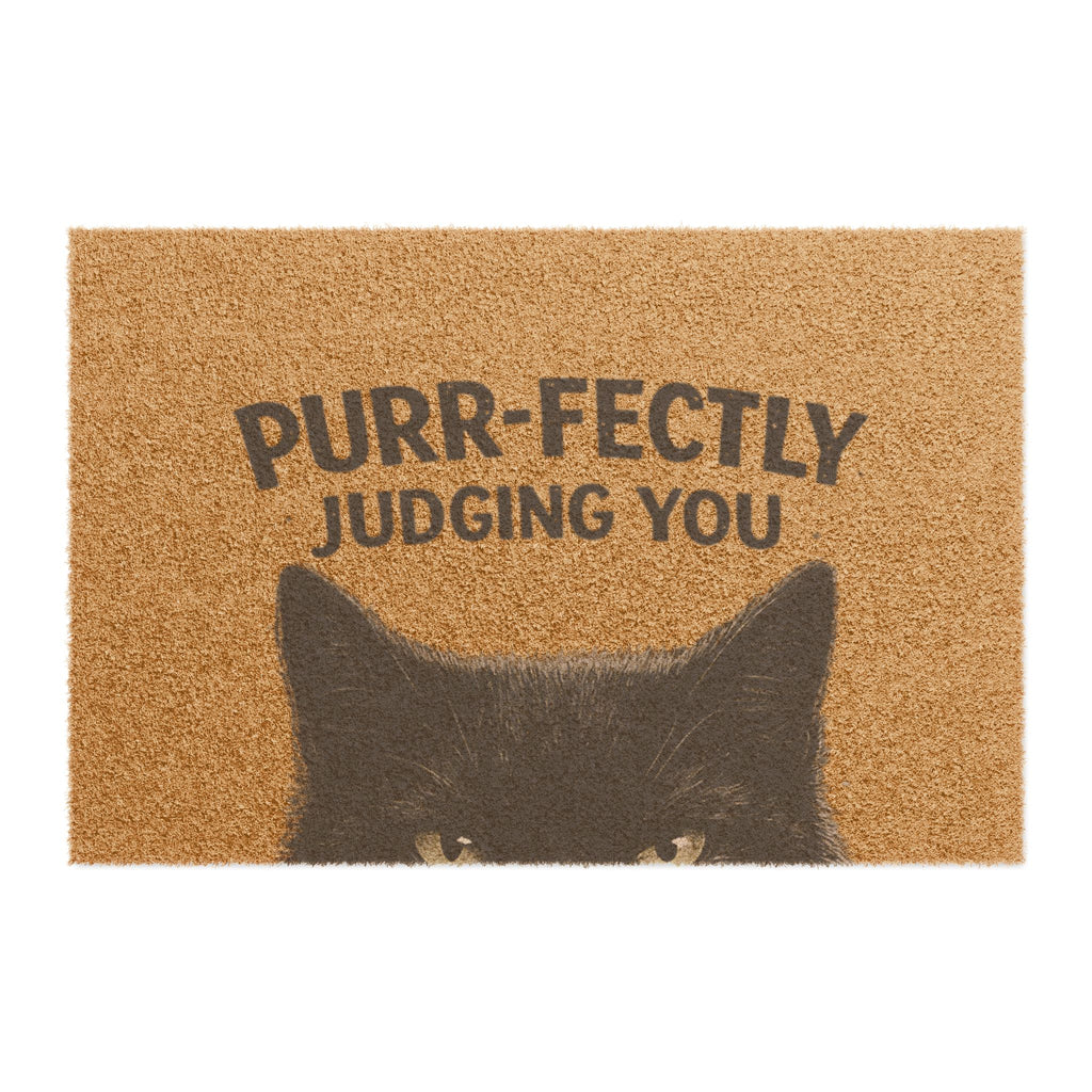 Purr-fectly Judging You Doormat — Funny Cat Welcome Mat