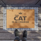 Cat Is In Charge Doormat — Funny Welcome Mat for Cat Lovers, Crown Design