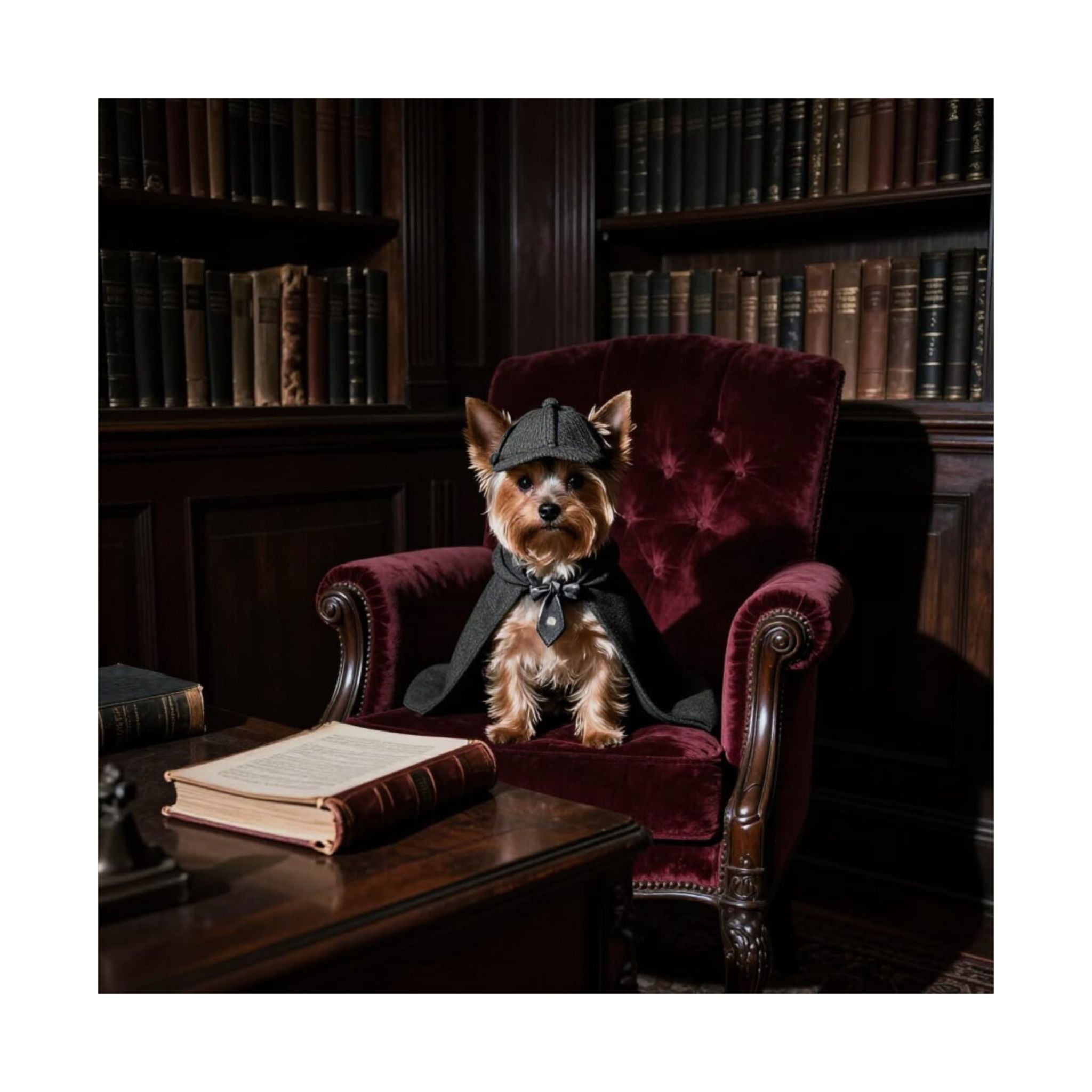 Yorkshire Terrier Detective Vintage Library Poster