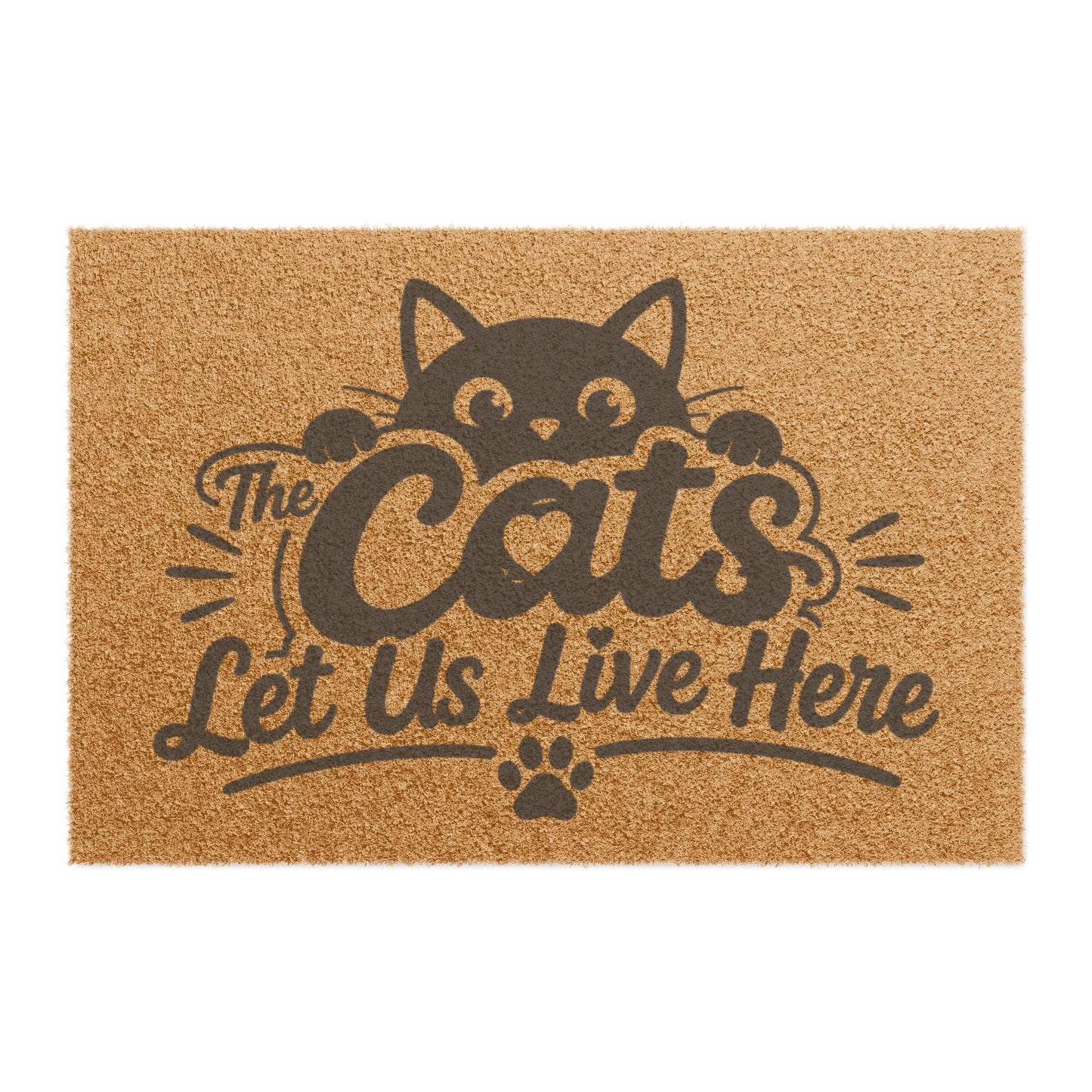 Doormat – "The Cats Let Us Live Here" Coir Welcome Mat for Cat Lovers