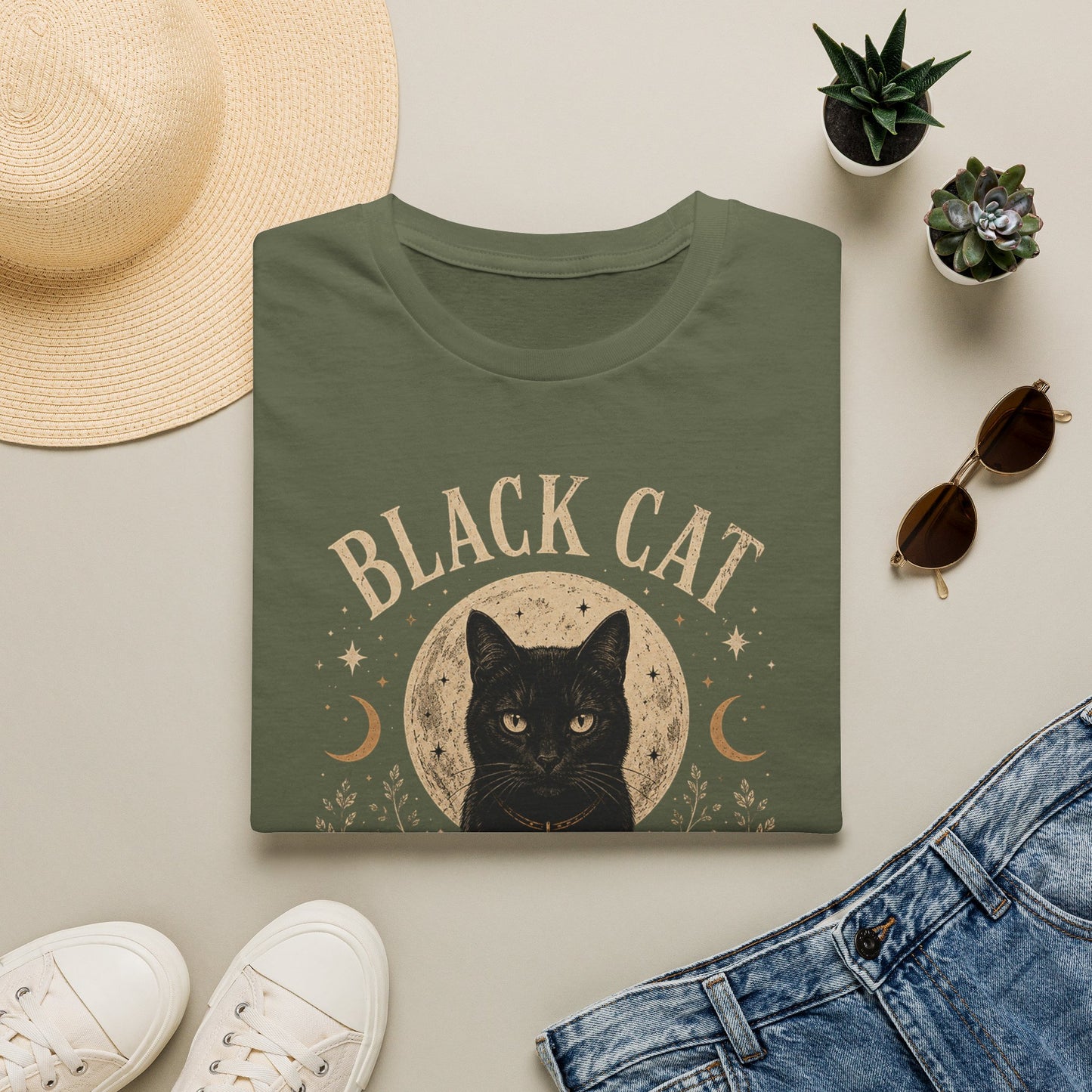 Black Cat Society T-Shirt — Vintage Moon & Mystic Cat Graphic Tee