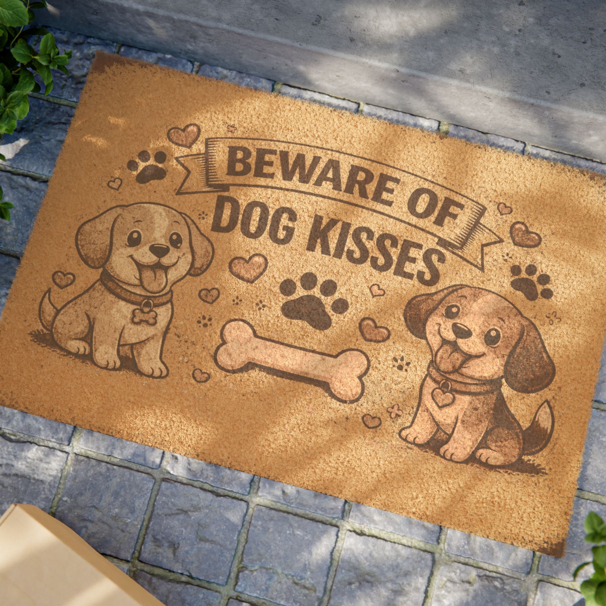 Beware of Dog Kisses Doormat — Funny Welcome Mat for Dog Lovers