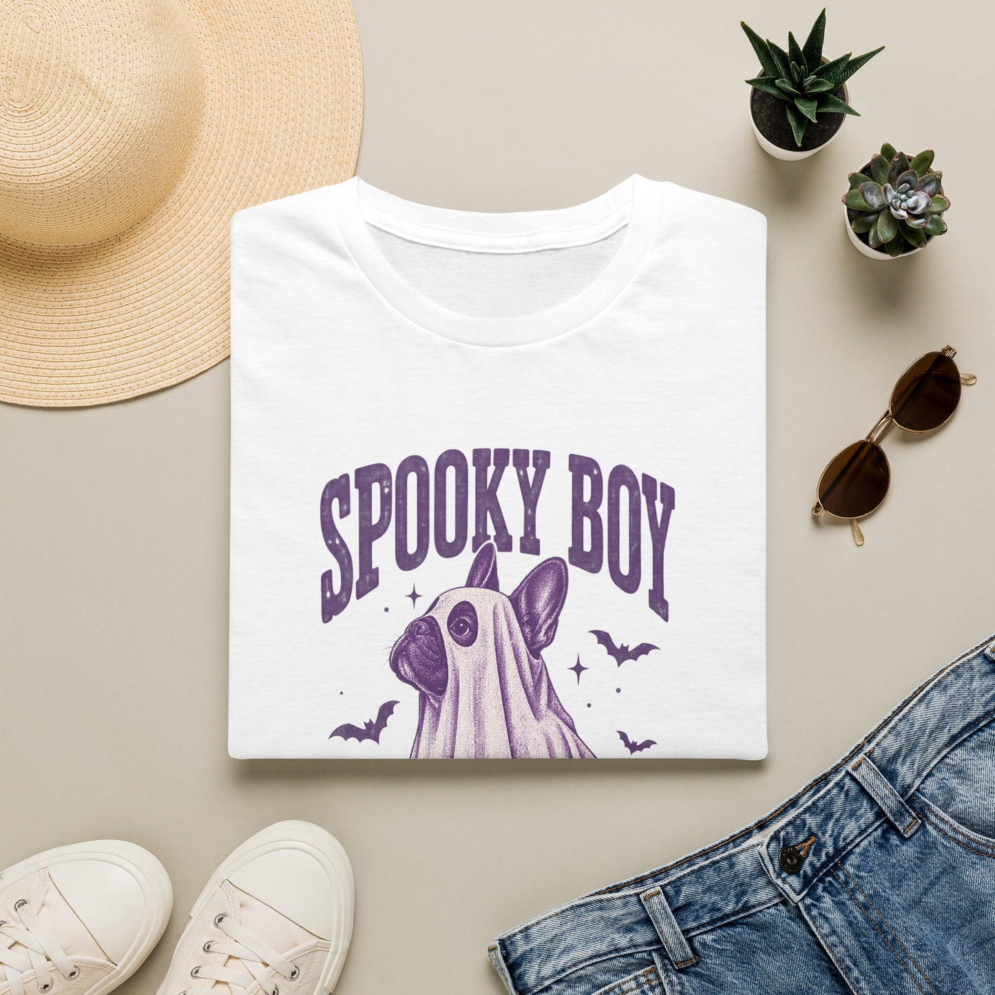 Spooky Boy T‑Shirt — Cute Ghost French Bulldog Halloween Tee