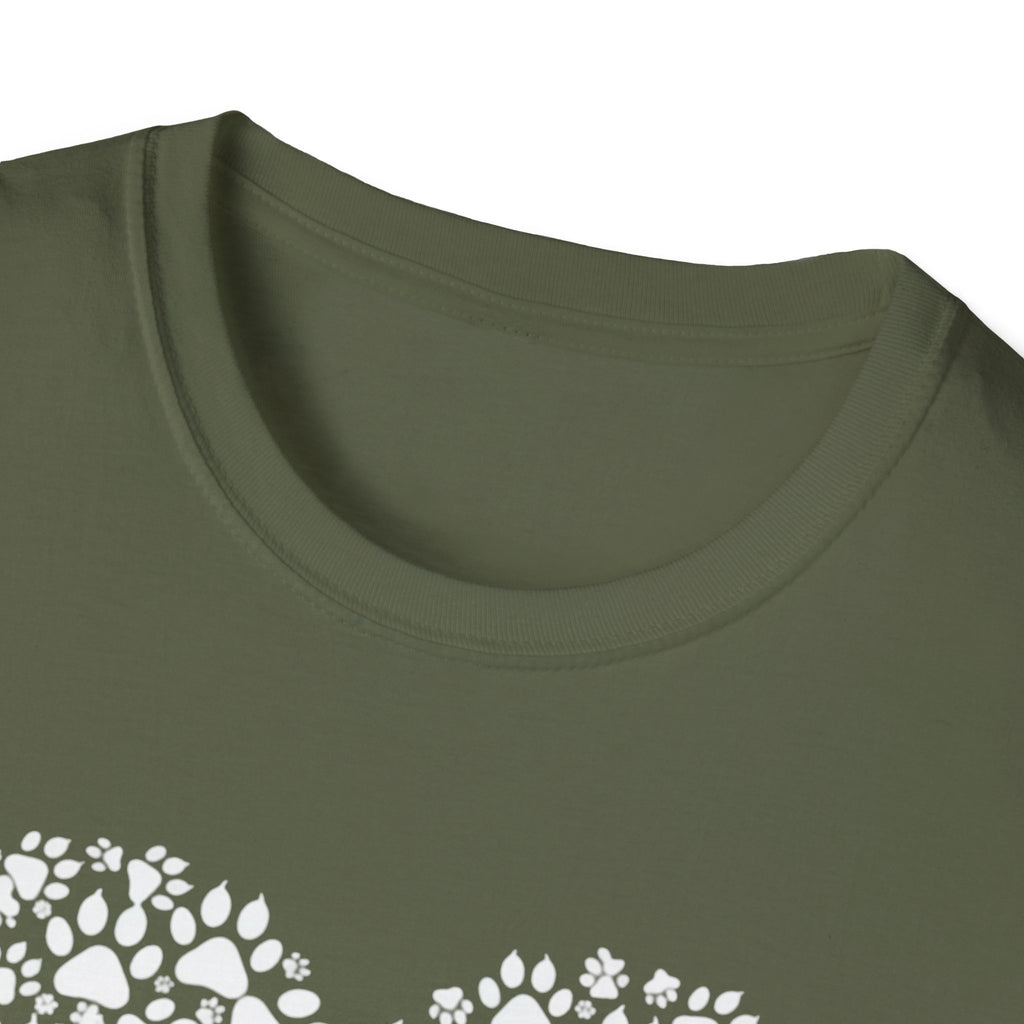 Paw Heart T-Shirt — White Doodle Paw Heart Graphic Tee