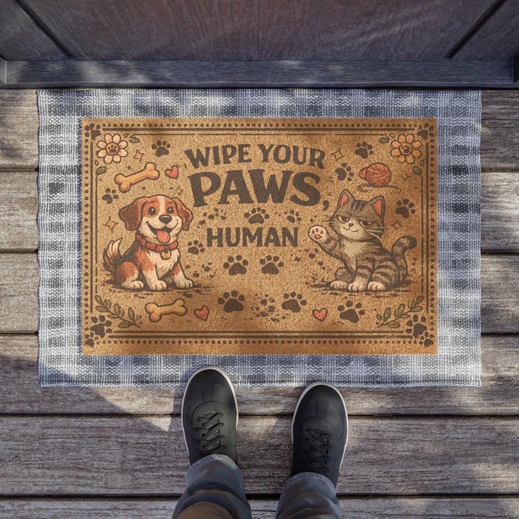 Doormat - "Wipe Your Paws Human" Pet Welcome Mat