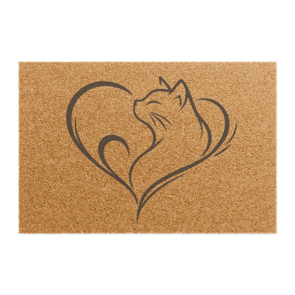 Cat Heart Doormat – Decorative Coconut Coir Welcome Mat for Cat Lovers