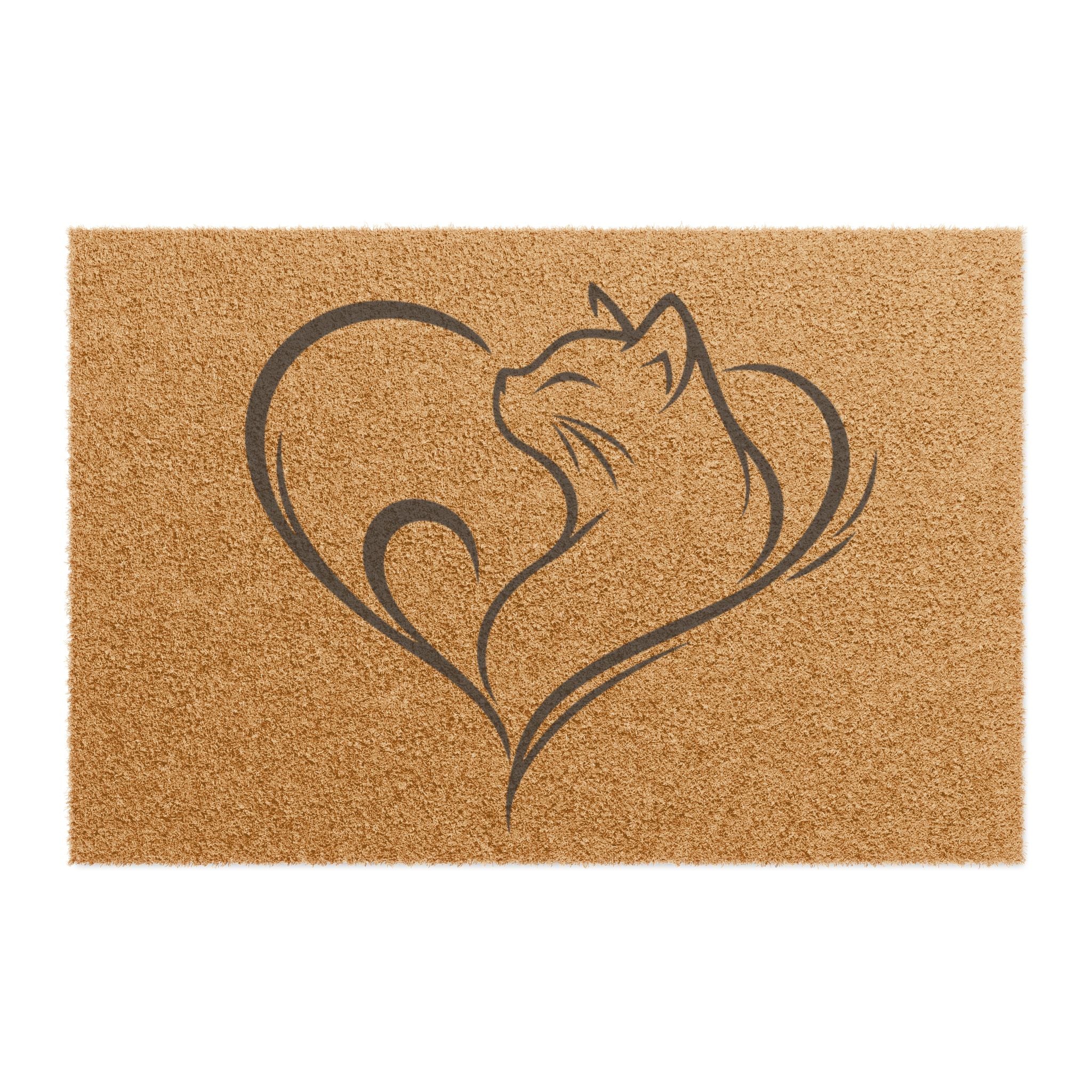 Cat Heart Doormat – Decorative Coconut Coir Welcome Mat for Cat Lovers