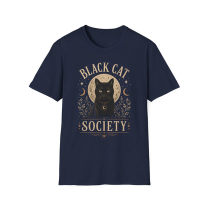 Black Cat Society T-Shirt — Vintage Moon & Mystic Cat Graphic Tee