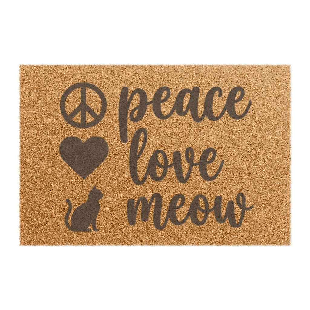 Doormat — "Peace Love Meow" Cat Welcome Mat