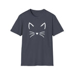 Cat Face Heart Nose T-Shirt — Cute Minimal Graphic Tee for Cat Lovers
