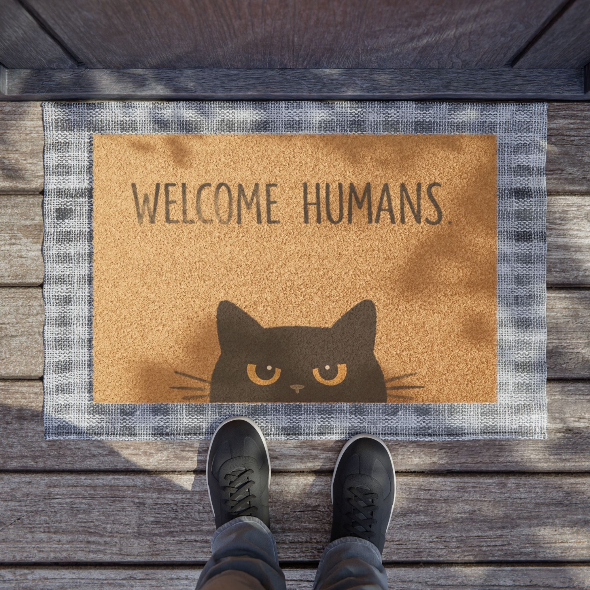 Welcome Humans Cat Doormat — Funny Indoor Outdoor Welcome Mat