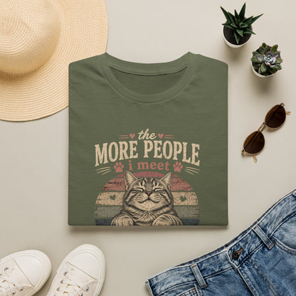Cat Lover T‑Shirt — “The More People I Meet the More I Love My Cat” Retro Graphic
