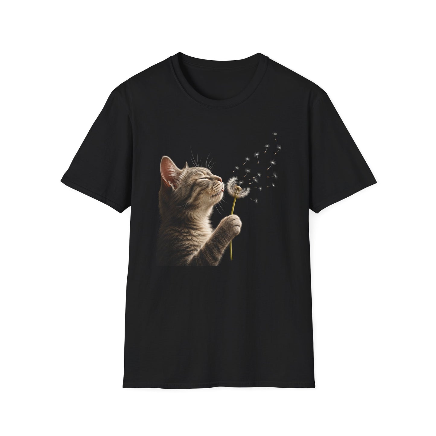 Cat Dandelion T-Shirt — Cute Kitten Blowing Dandelion Graphic Tee