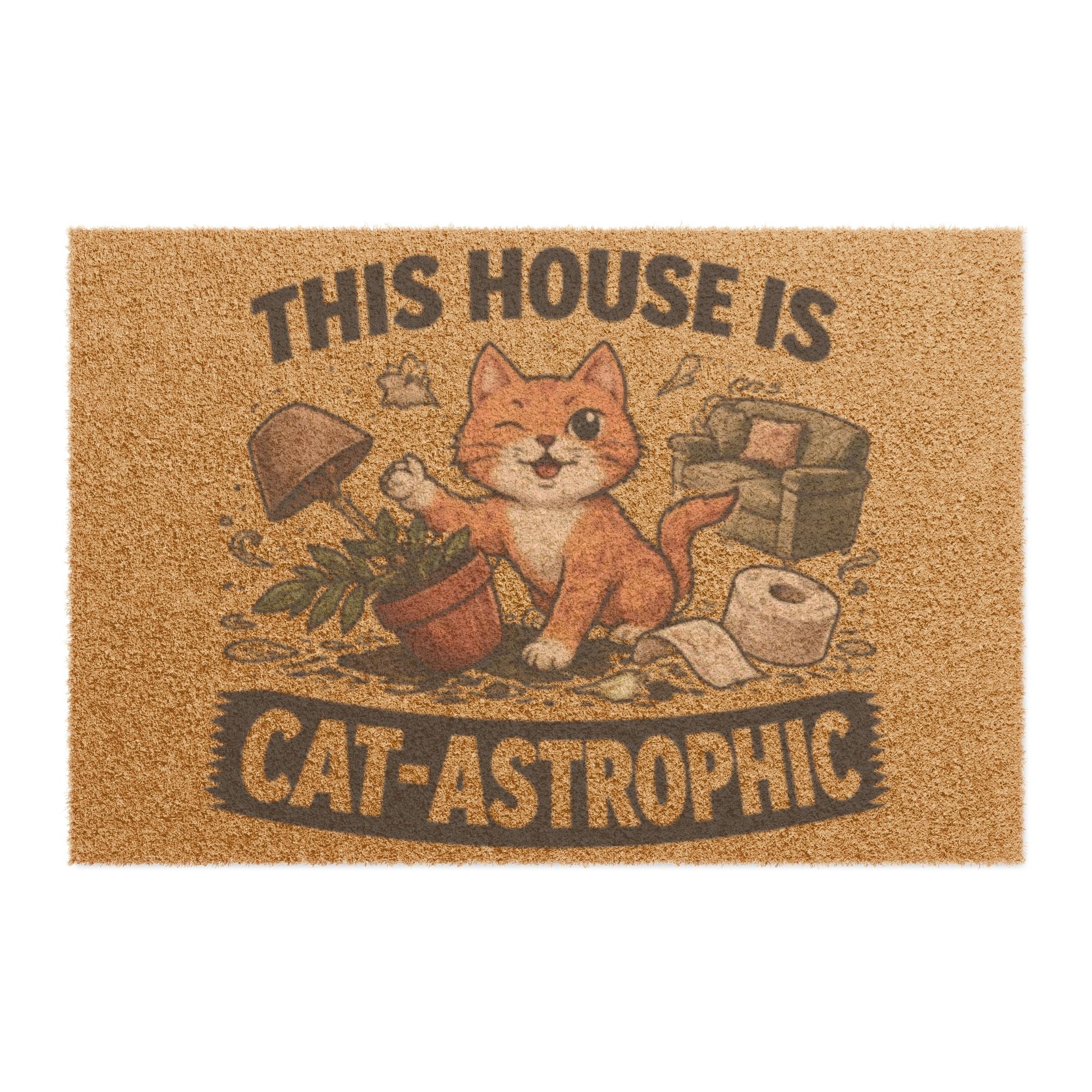 Doormat — "This House Is Cat-Astrophic" Funny Cat Welcome Mat