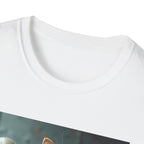 Alien Selfie T‑Shirt — Cute Ginger Cat & UFO Friend Graphic Tee