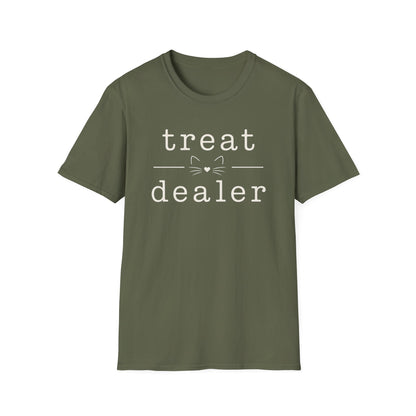 T-Shirt — "Treat Dealer" Cute Cat Treats Graphic Tee