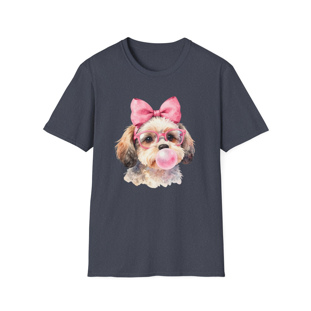 Shih Tzu Bubblegum Bow T-Shirt — Cute Puppy Tee for Dog Lovers