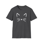 Cat Face Heart Nose T-Shirt — Cute Minimal Graphic Tee for Cat Lovers