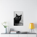 Funny Black Cat Bathroom Poster — "Welcome to the bathroom... A cat will be with you in a few moments" Matte Vertical Print