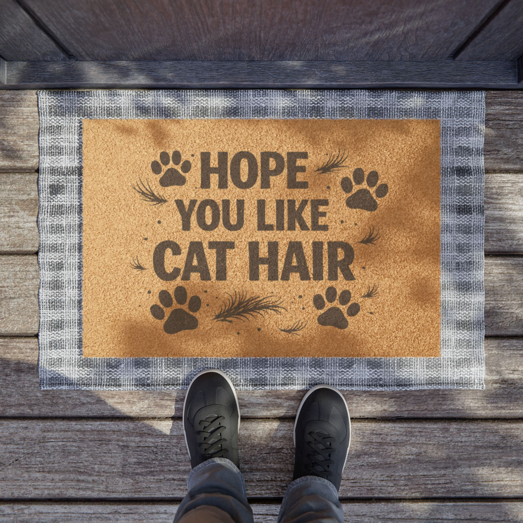 Doormat - "Hope You Like Cat Hair" Funny Cat Paw Welcome Mat