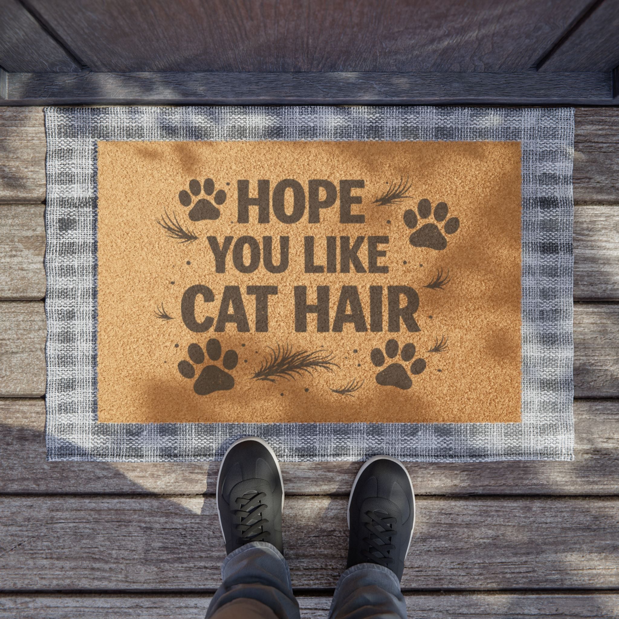 Doormat - "Hope You Like Cat Hair" Funny Cat Paw Welcome Mat