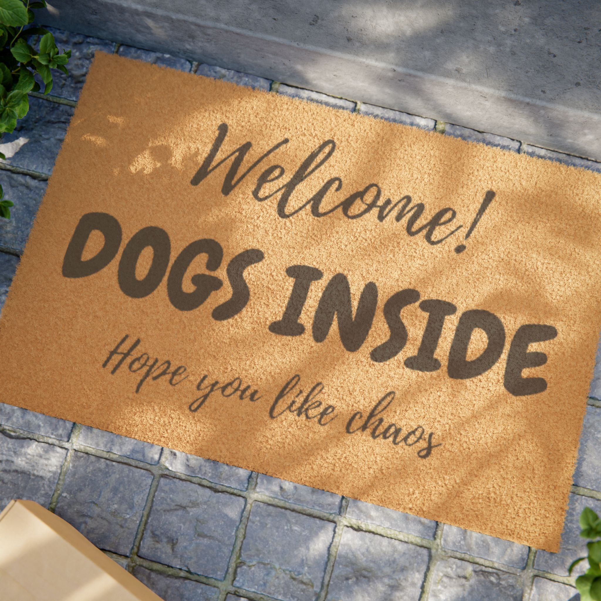 Doormat — "Welcome! Dogs Inside" Coir Welcome Mat for Dog Lovers