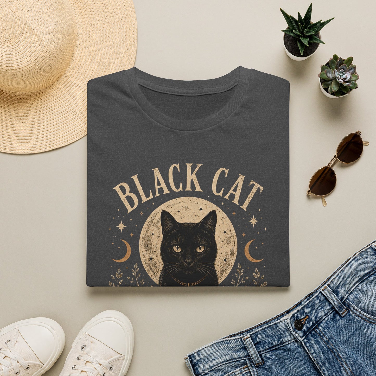 Black Cat Society T-Shirt — Vintage Moon & Mystic Cat Graphic Tee