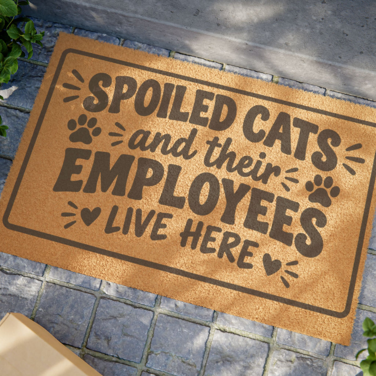 Doormat — "Spoiled Cats and Their Employees Live Here" Funny Cat Lover Welcome Mat