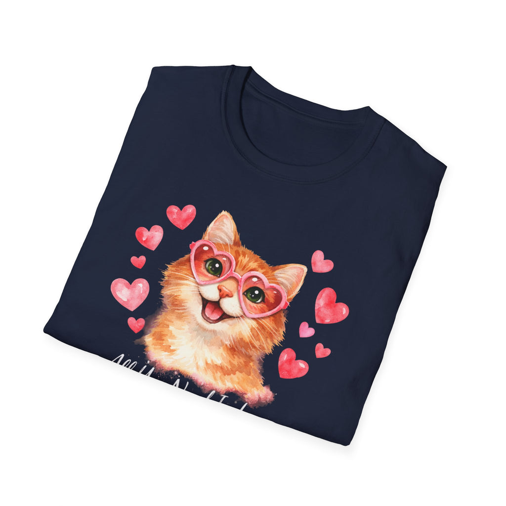All You Need Is Love... and a Cat T-Shirt — Cute Heart Sunglasses Kitty Tee