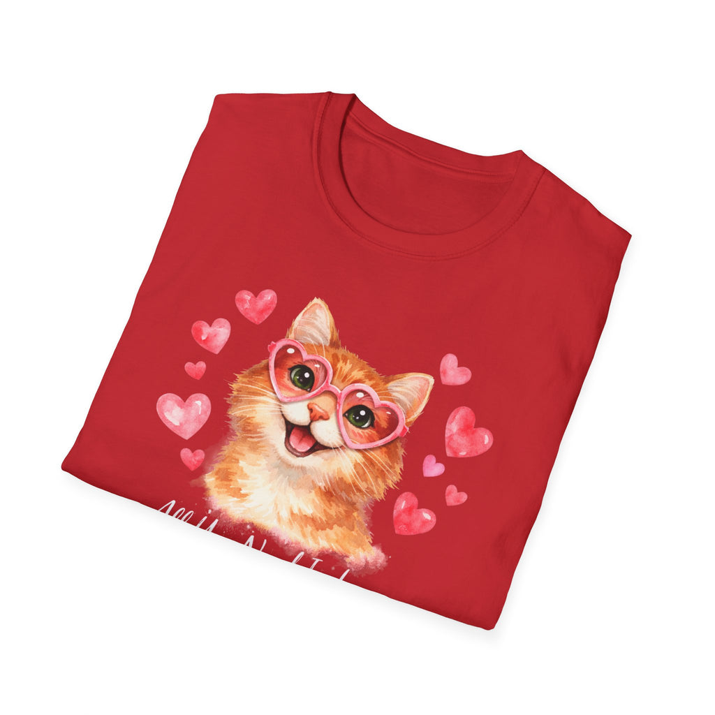 All You Need Is Love... and a Cat T-Shirt — Cute Heart Sunglasses Kitty Tee
