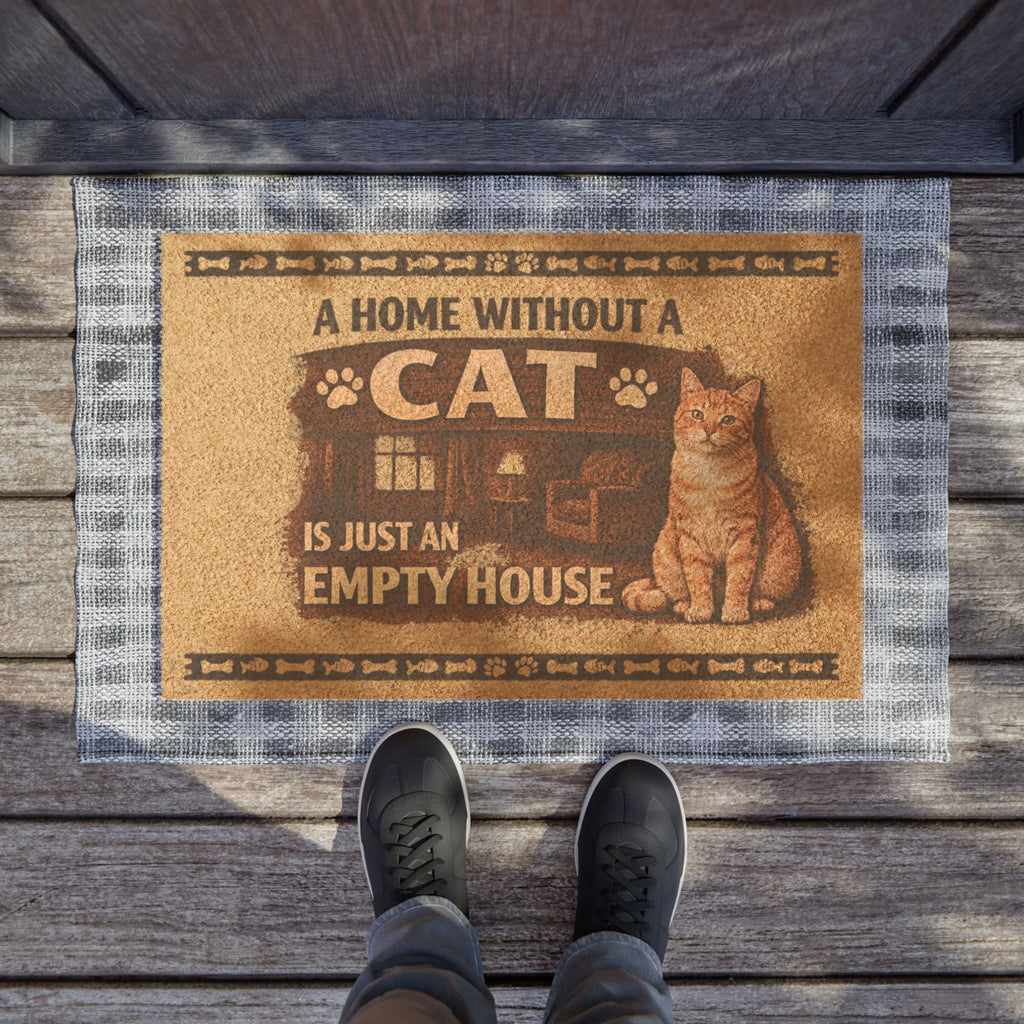 Cat Doormat - "A Home Without a Cat Is Just an Empty House" Welcome Mat for Cat Lovers