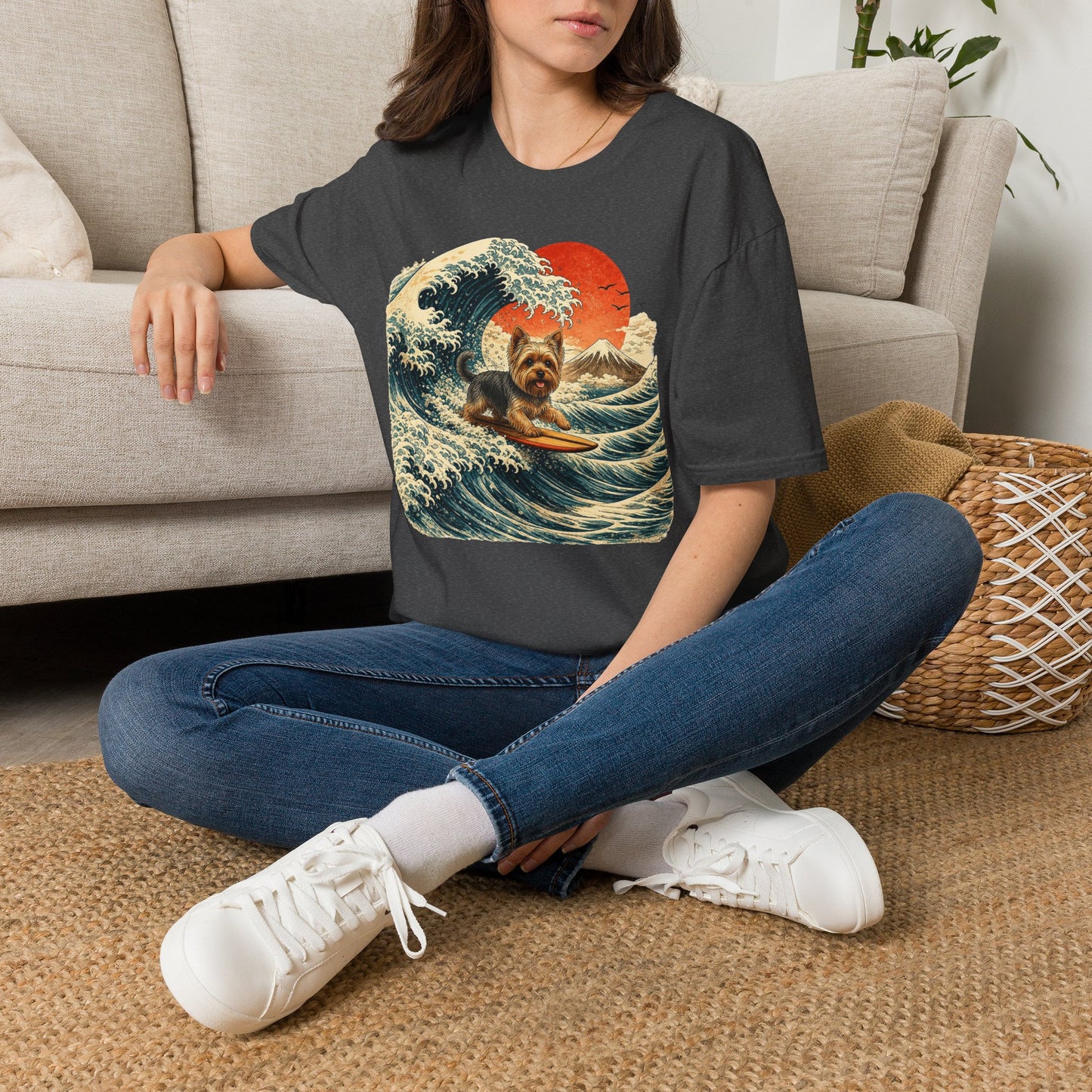 Yorkshire Terrier Wave T-Shirt — Japanese Wave Surf Dog Graphic Tee