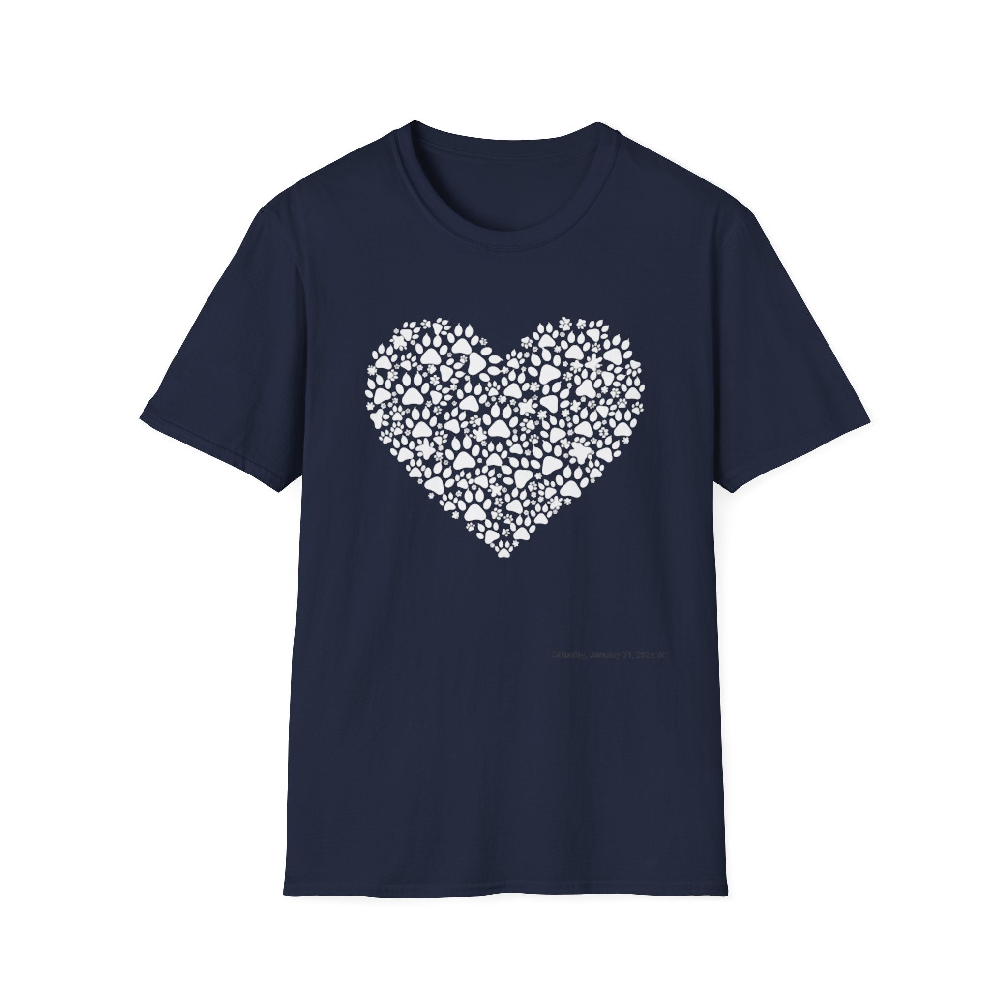 Paw Heart T-Shirt — White Doodle Paw Heart Graphic Tee