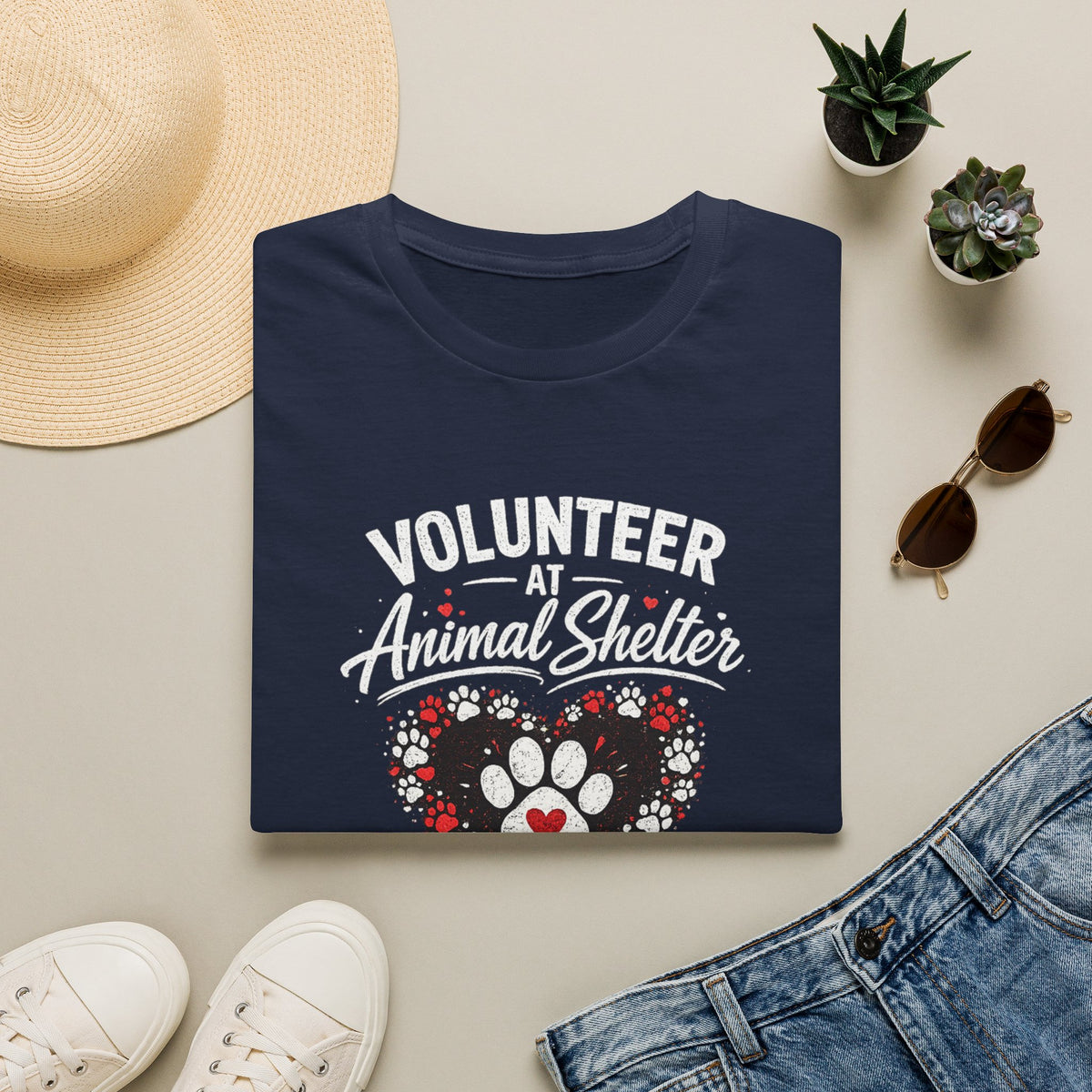 Volunteer at Animal Shelter T-Shirt — Paw Heart Rescue Volunteer Tee