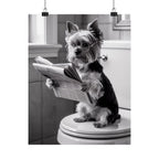 Funny Yorkie Reading Newspaper Poster — Matte Vertical Dog Wall Art