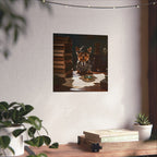 Detective Yorkie Poster — Cute Dog in Trench Coat Matte Vertical Art