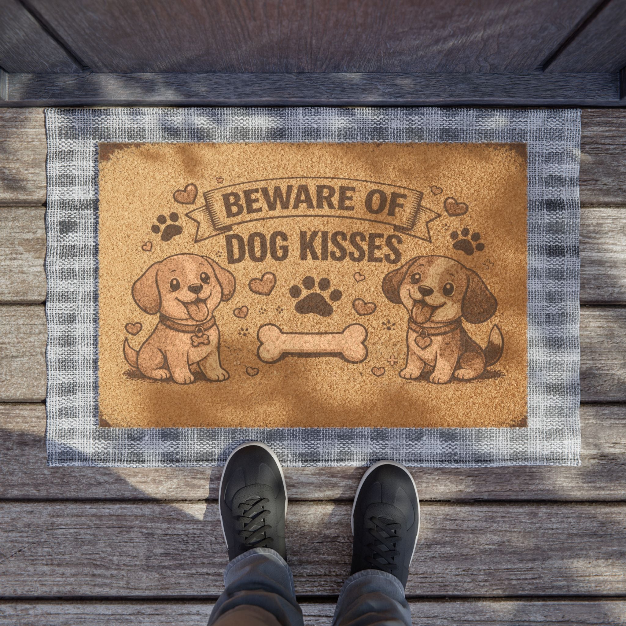 Beware of Dog Kisses Doormat — Funny Welcome Mat for Dog Lovers