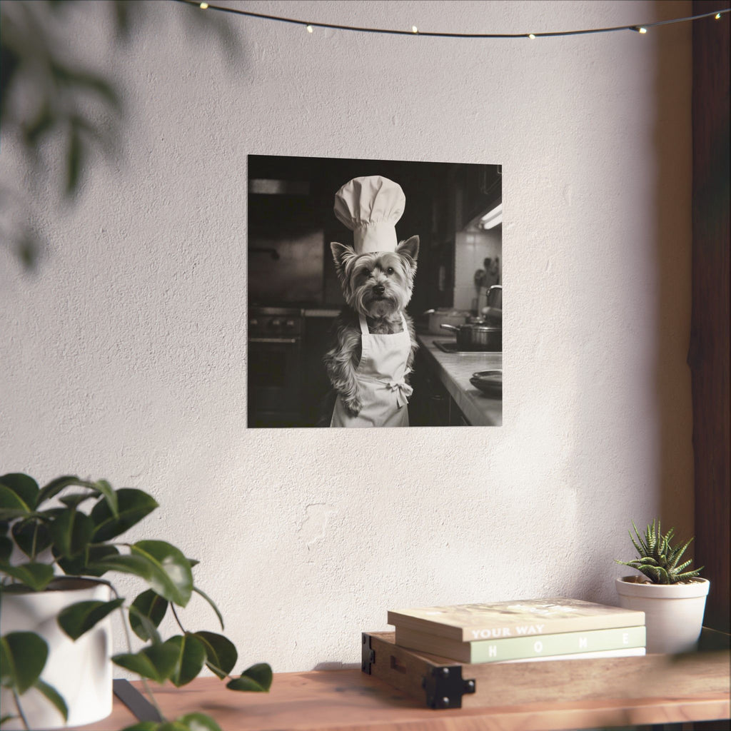 Chef Dog Poster — Matte Vertical Kitchen Wall Art (Yorkshire Terrier in Chef Hat)