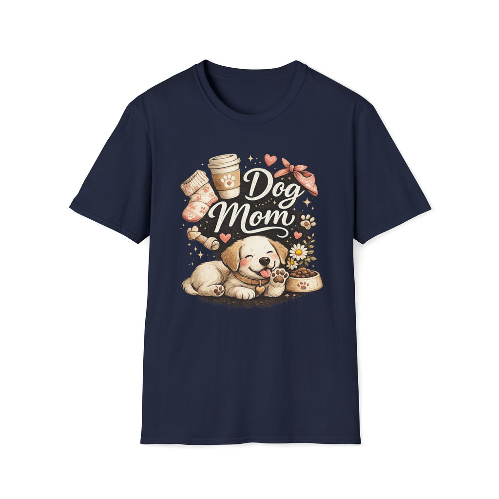 Dog Mom T-Shirt — Cute Puppy, Coffee & Floral Design