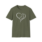 Cat Heart T-Shirt — Minimal Silhouette Cat Lover Tee