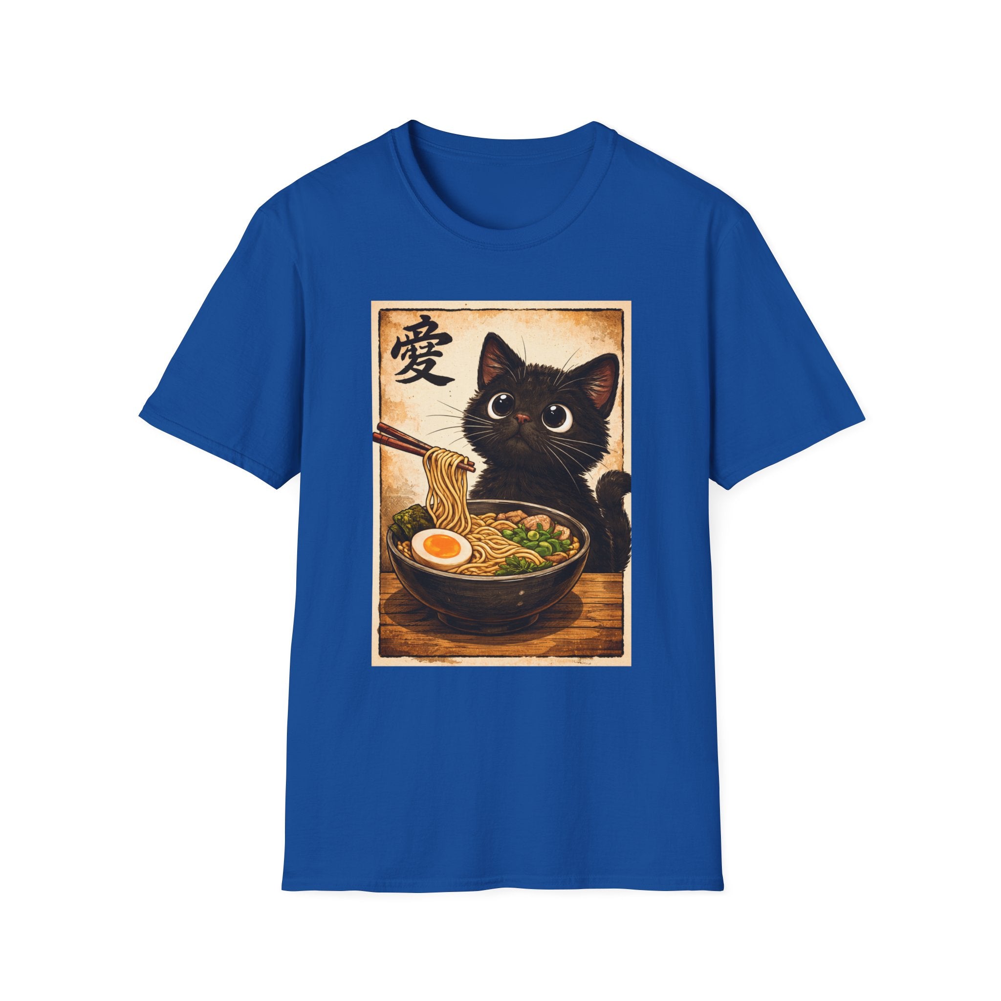 Cat Ramen T-Shirt — Cute Black Cat Eating Ramen Vintage Japanese Love Character