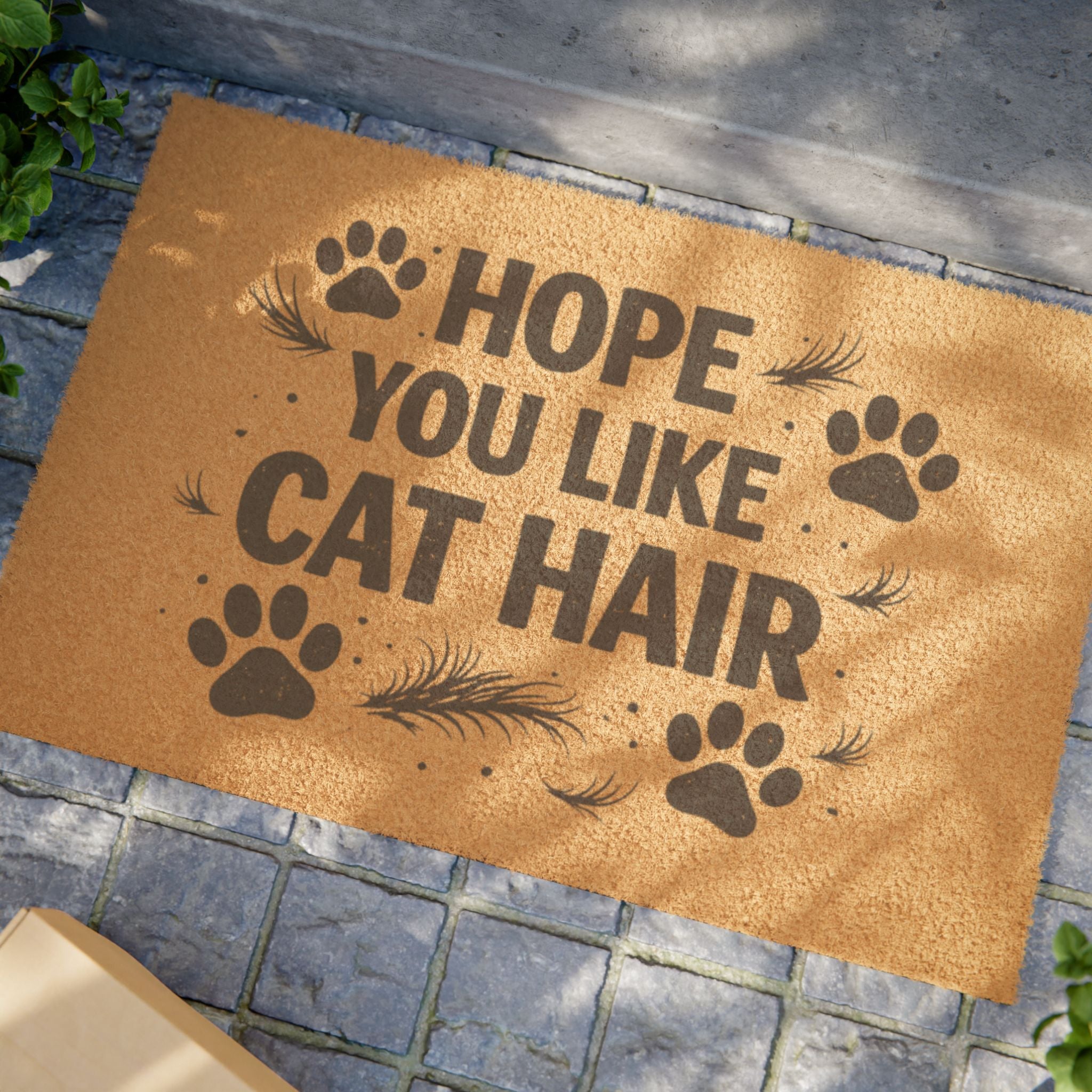 Doormat - "Hope You Like Cat Hair" Funny Cat Paw Welcome Mat