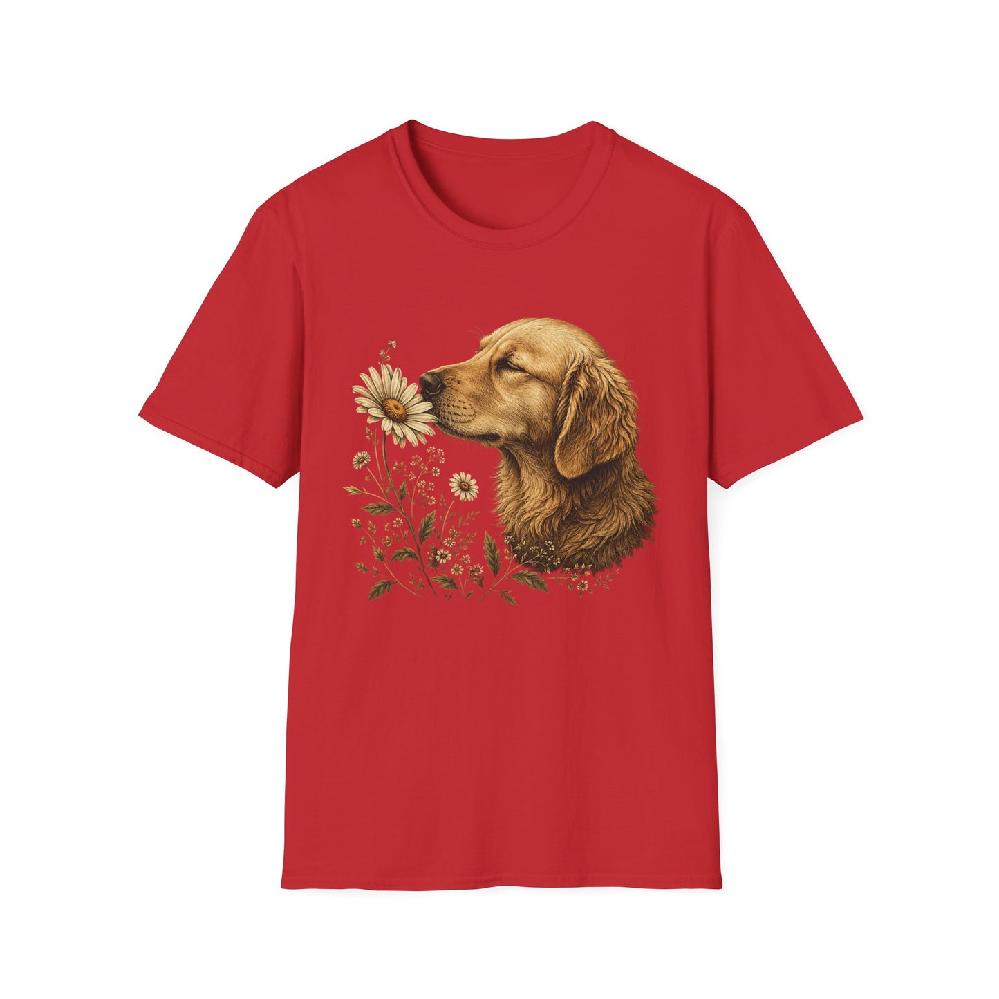 Golden Retriever & Daisies T-Shirt — Floral Dog Lover Tee
